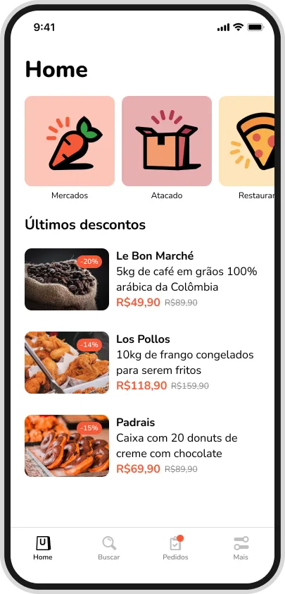 Interface principal do aplicativo Buyapp desenvolvido pela Phurshell
